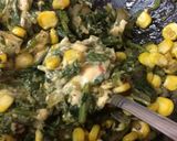 A picture of step 2 of Mexican spinach corn and cheese quesadilla.