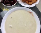 A picture of step 5 of Almond milk and Sweet Potato Soup served with Croutons.