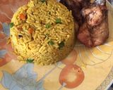 A picture of step 5 of Fried rice and Chicken.