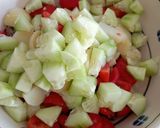 A picture of step 2 of Summer Meat Salad with New Potatoes and Cucumbers.