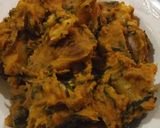 A picture of step 1 of Porridge Cocoayam garnished with scent leaf and dryfish#teamabuj.