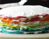 A picture of step 6 of Rainbow Crepe Cake.