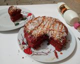A picture of step 3 of Redvelvet pancake.