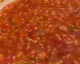 A picture of step 3 of Fregola sarda with prawns, squid, scallops, blue eye cod and light tomato sauce.