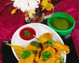 A picture of step 3 of Mirapakaya Bajji (Mirchi pakoda /chilli bajji).