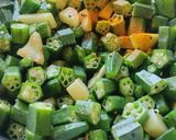 A picture of step 3 of Bhindi aloo bhaji.