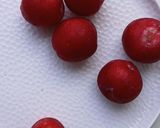 A picture of step 1 of Plum Lassi with Beetroot Powder.