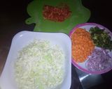A picture of step 2 of Chakalaka South African food.