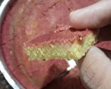 A picture of step 8 of Red Velvet Dhokla with Pink Chutney.