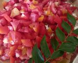 A picture of step 1 of Sev Tomato Sabji - Gujarati dinner sabji with butter roti.
