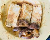 A picture of step 2 of Tofu and Shiitake Satay with Massaman Curry Satay Sauce and Salad.