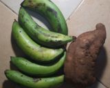 A picture of step 1 of "Mshenye"/smashed bananas and sweet potatoes.