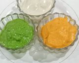 A picture of step 6 of Tricolour Dahi Vada.