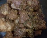 A picture of step 2 of Grilled beef,Kenyan greens & white rice.