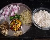 A picture of step 1 of Indian style Mix veg fried rice from leftover rice.