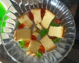 A picture of step 4 of 3 layered~Custard Fruit trifle.
