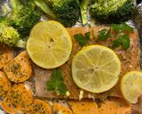 Oven baked salmon, sweet potatoes and broccoli রেসিপির ধাপ 1 ছবি