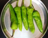 A picture of step 1 of Mirchi Bhajiya (Spicy Green Chili Fritters).