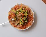 Hình bước làm 4 của món Miến xào cà chua + bí ngòi xào trứng
