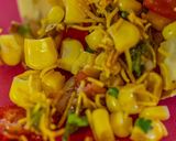A picture of step 4 of Masala papad cone.