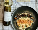 Foto del passaggio 3 della ricetta Risotto allo Chardonnay con cozze e bottarga