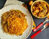 A picture of step 7 of Triple Schezwan fried rice.