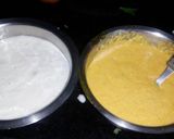 A picture of step 2 of Tri color dhokla.