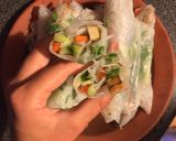 A picture of step 6 of Satay tofu rice paper rolls.