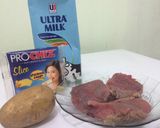Foto langkah ke 1 dari resep Beef Steak Saus Keju with Potato Wedges.