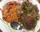 A picture of step 10 of Vegetable rice and white chicken stew.
