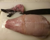 A picture of step 1 of Monkfish wrapped in parma ham.