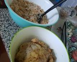 A picture of step 3 of Chicken stuffed with rice, potatoes and green peas.