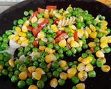 A picture of step 2 of Three Color Corn Matar Chaat.