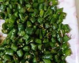 A picture of step 1 of Gujrati Green Chilli pickle.