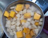 A picture of step 1 of Chole Potato Pumpkin sabji.