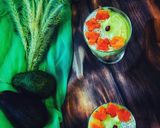 A picture of step 3 of - Avocado Milkshake with chia seeds,Layered with Papayas & Vanilla Sponge Cake.