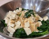 A picture of step 4 of Spinach and Tofu with Sesame Sauce.