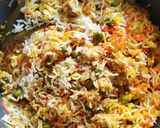 A picture of step 4 of Matar paneer biryani.