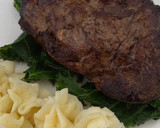 A picture of step 5 of Filet Mignon With Creamy Mashed Potato And kale, Served With A Peppercorn Sauce.