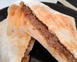 A picture of step 3 of Beef burger tortilla wrap 🌯.