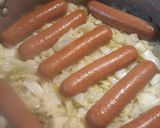 A picture of step 2 of Salted Fried Cabbage and Steamdogs.