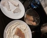 A picture of step 3 of Mash potatoes, salad n fish fillet.