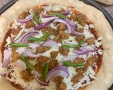A picture of step 7 of Stuffed crust chicken fajita pizza🍕🧀.