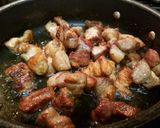 A picture of step 1 of Pork binagoongan.