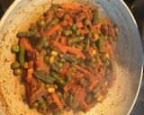 A picture of step 4 of Mix veg with meat #eattherainbow.