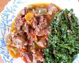 A picture of step 11 of Stewed Goat meat with sauted kales.