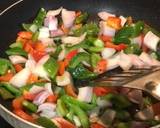 Pan Fried Spinach Hakka Noodles with Chilli Fish & Mushrooms Gravy- on the bed of poached Eggs recipe step 4 photo