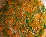 A picture of step 3 of Arbi leaves crispy squares.