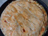 Tarta de acelga con pollo y champiñones.