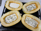 Zapallo tallarín con queso y crema